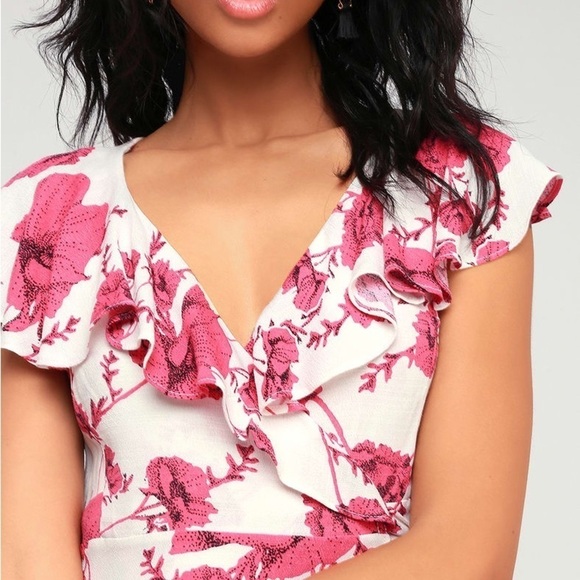 Free People French Quarter Ivory Floral Print Wrap Dress Size small - Picture 2 of 8